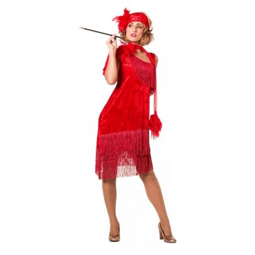 Déguisement robe Charleston de luxe rouge femme