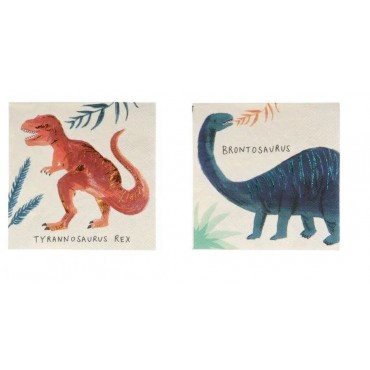 16 Petites serviettes Royaume des Dinosaures