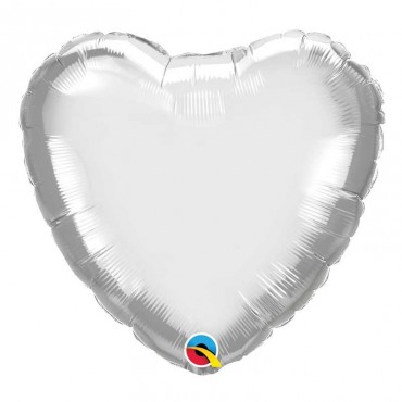 Ballon Coeur Chrome Argent