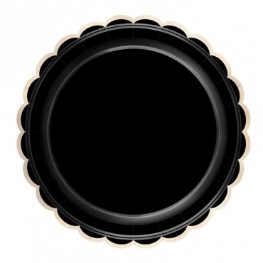 8 Assiettes festonnées noir & or