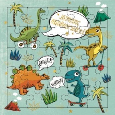 Carte Puzzle Joyeux Anniversaire Dinosaure
