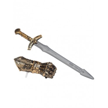 Armes médiévales bronze avec épée et bouclier à main