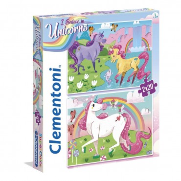 2 Puzzles I Believe in Unicorns 20 Pièces - CLEMENTONI