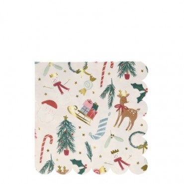 16 Grandes serviettes motifs Noël