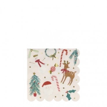 16 Petites serviettes motifs Noël