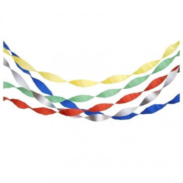 Serpentins en papier crépon - multicolore