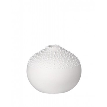 Mini vase rond blanc à relief perles