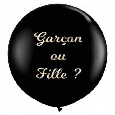 Ballon géant noir Gender Reveal Fille 90 cm