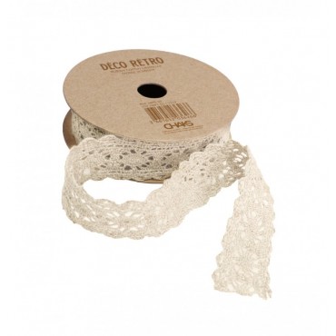 Ruban coton dentelle ivoire - 2 cm x 2 m