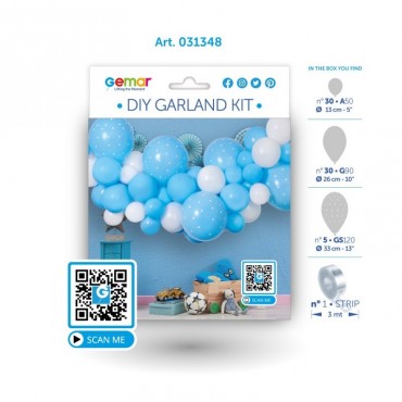 Kit DIY Arche de ballons organique - bleu/blanc mat & nacré