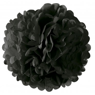 Pompon papier noir - 42 cm