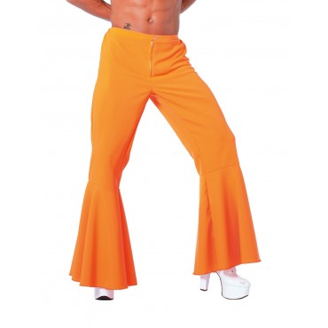 deguisement homme pantalon hippie fluo orange